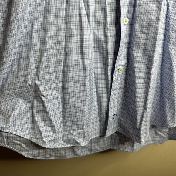 David Donahue Shirt Mens Sz 16 32/33 Blue Plaid Check Button Down Collared Shirt - Picture 3 of 13